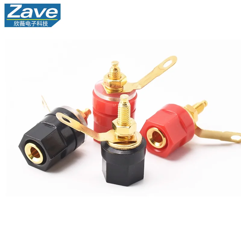Gold-Plated Pure Copper 301 Hexagonal Terminal Post - 4mm Banana Socket, Hexagonal Terminal Post for Audio Amplifier & Speaker