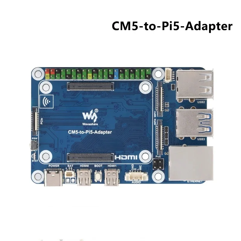 waveshare-cm5-to-pi5アダプター-raspberry-pi-cm5-to-pi-5拡張ボード-usbマイク＆オーディオポート付き