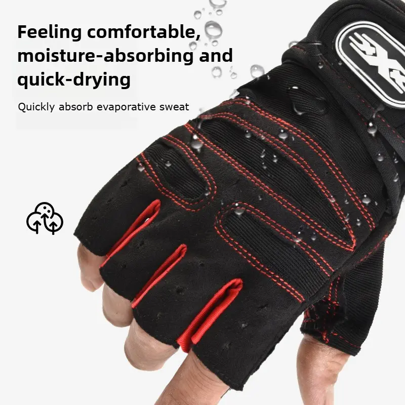 Workout Gloves for Men Women Half Finger Glove with Wrist Wrap for Sport Weight Lifting Training Bicycle Motorcyclist Gym Glove - 6