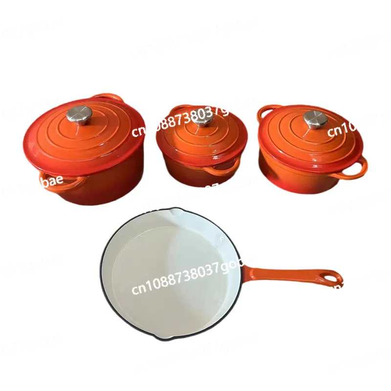 

Enamel cast iron frying pan enamel 4-piece set 7-piece set cast iron flat bottom