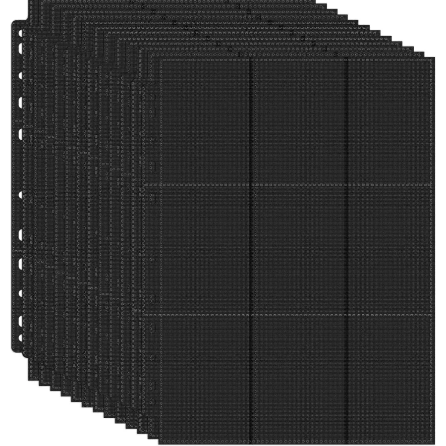 

25 Pack 9 Pocket Page Protector Trading Card Sleeves Pages Baseball for 3 Ring Binder Sheets Standard Size Cards Sport Game Bus