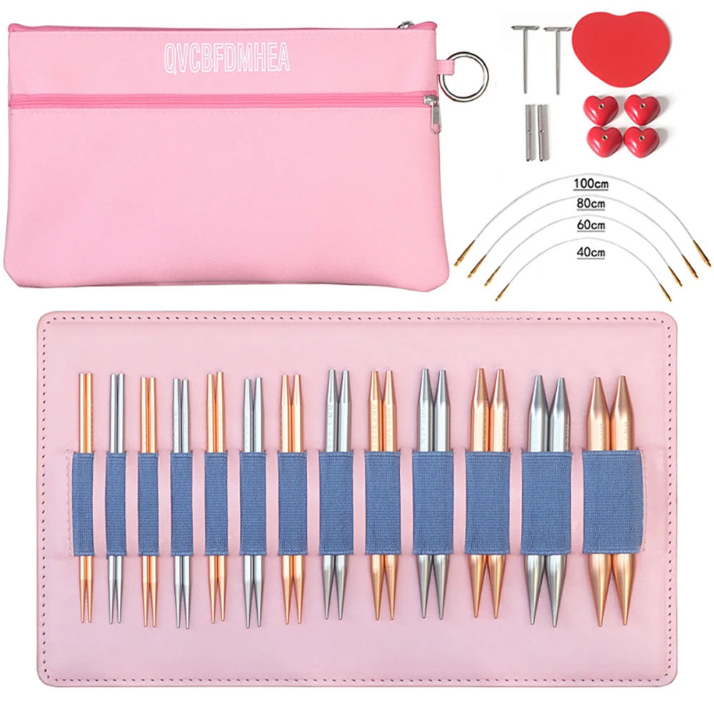 

1 Set of 39Pcs of Sweater Needles Two-Color 10cm Alumina Removable Circular Needles 3.0-10.0mm 13 Card-Packed Knitting Tools Kit
