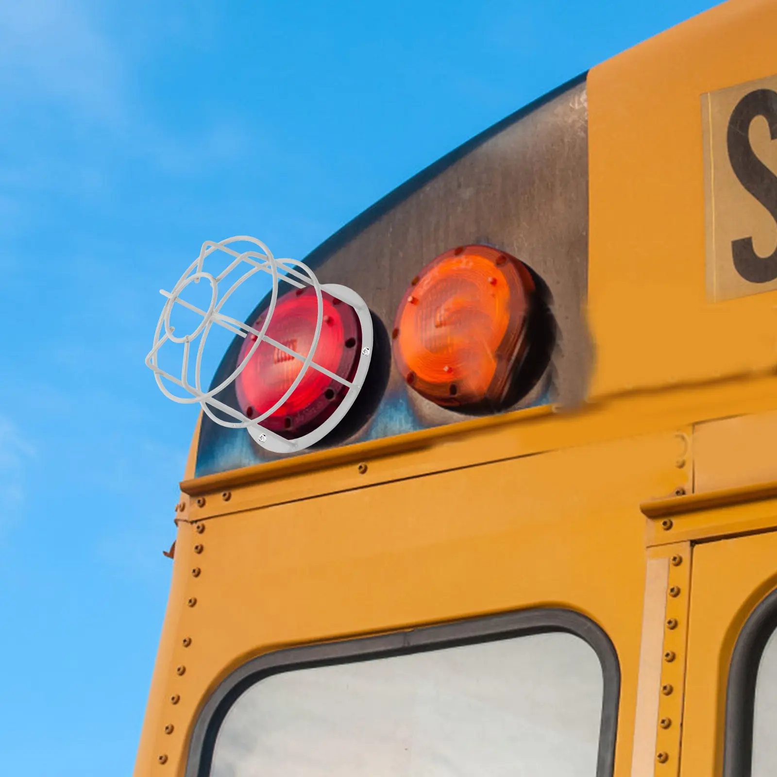 

School Bus Warning Proof Iron Cage Cover High Brightness LED Protective Mesh Guard Safety Lamp Shield