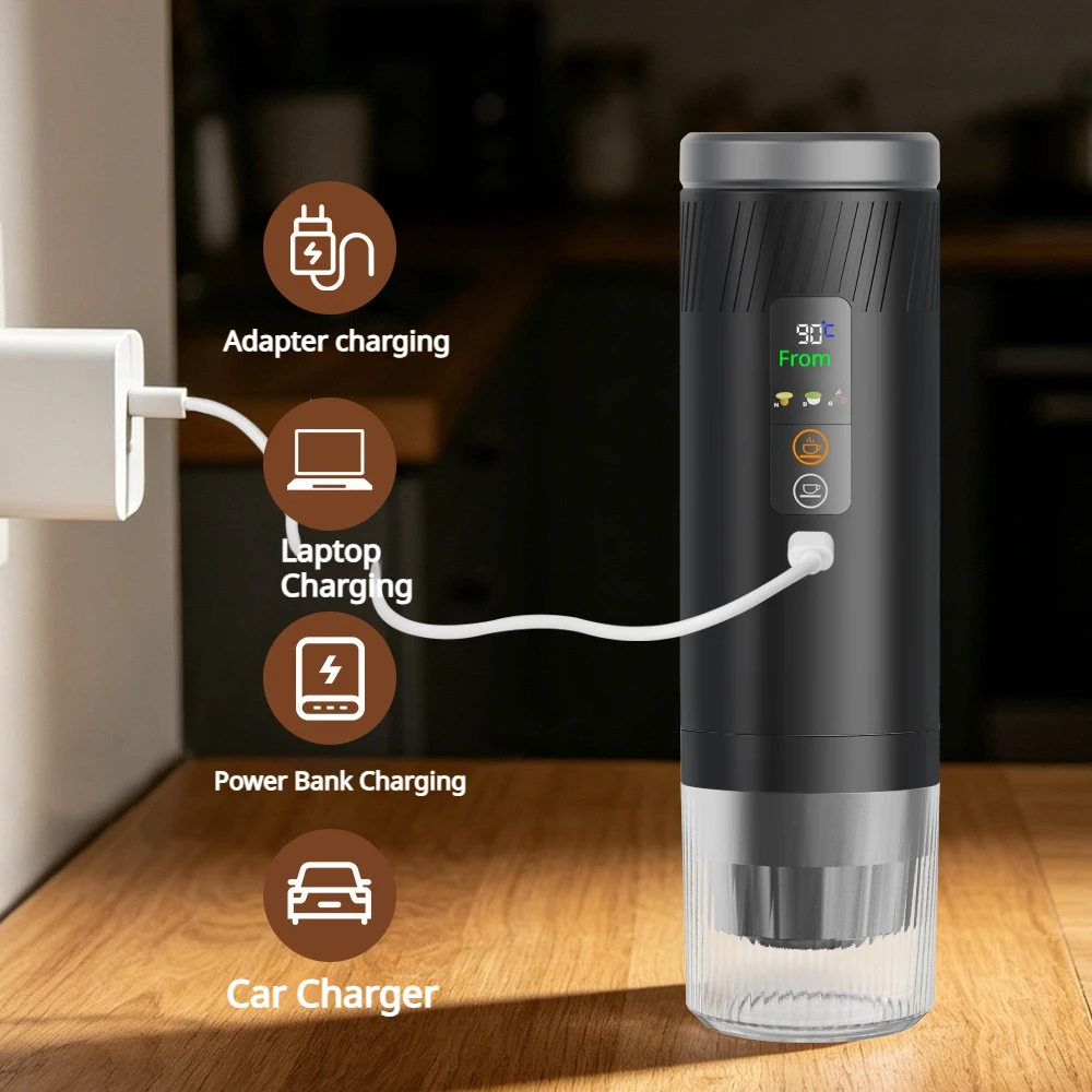 Portable Espresso Coffee Maker 3 In 1 Mini Machine 20 Bar Pressure Compatible With Capsule Ground Coffee For Travel Home