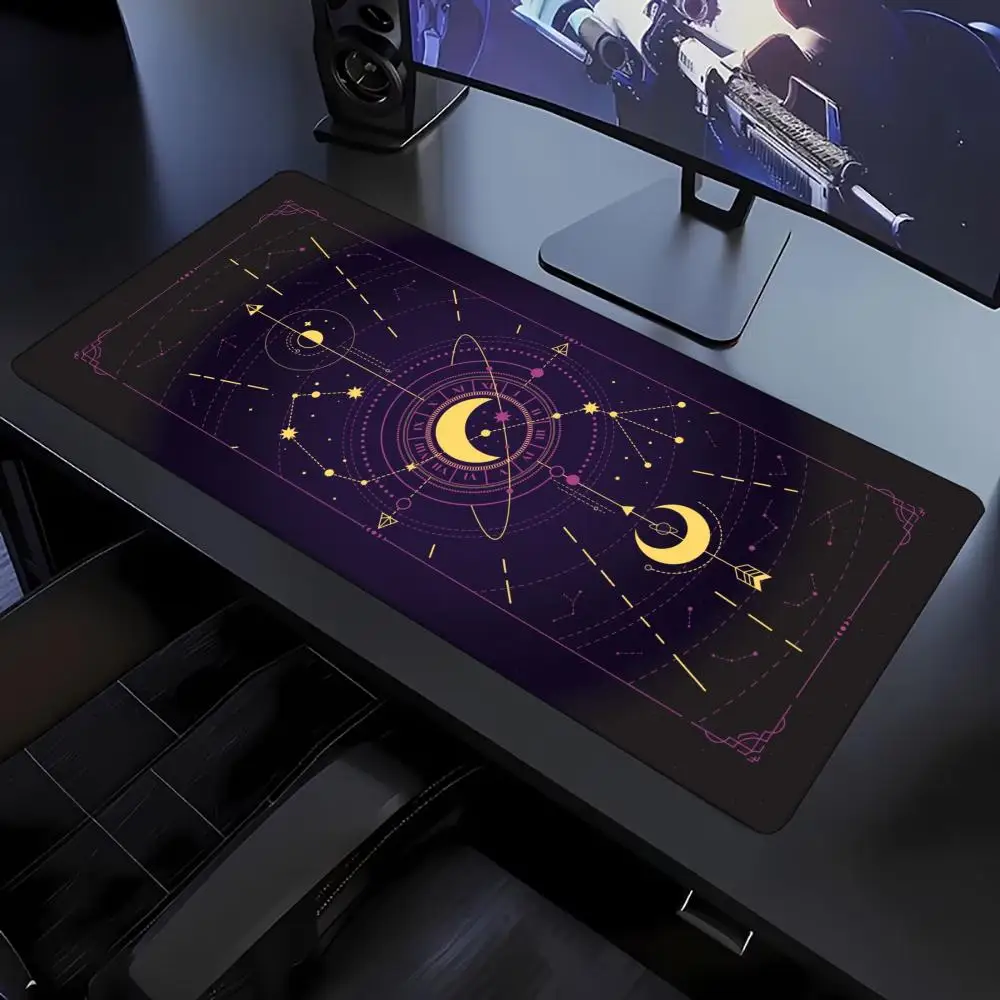 Mystic Celestial Moon Star Tarot Large Extended Mouse Pad Non-Slip Rubber With Stitched Edges For Gaming And Office Desk Setup