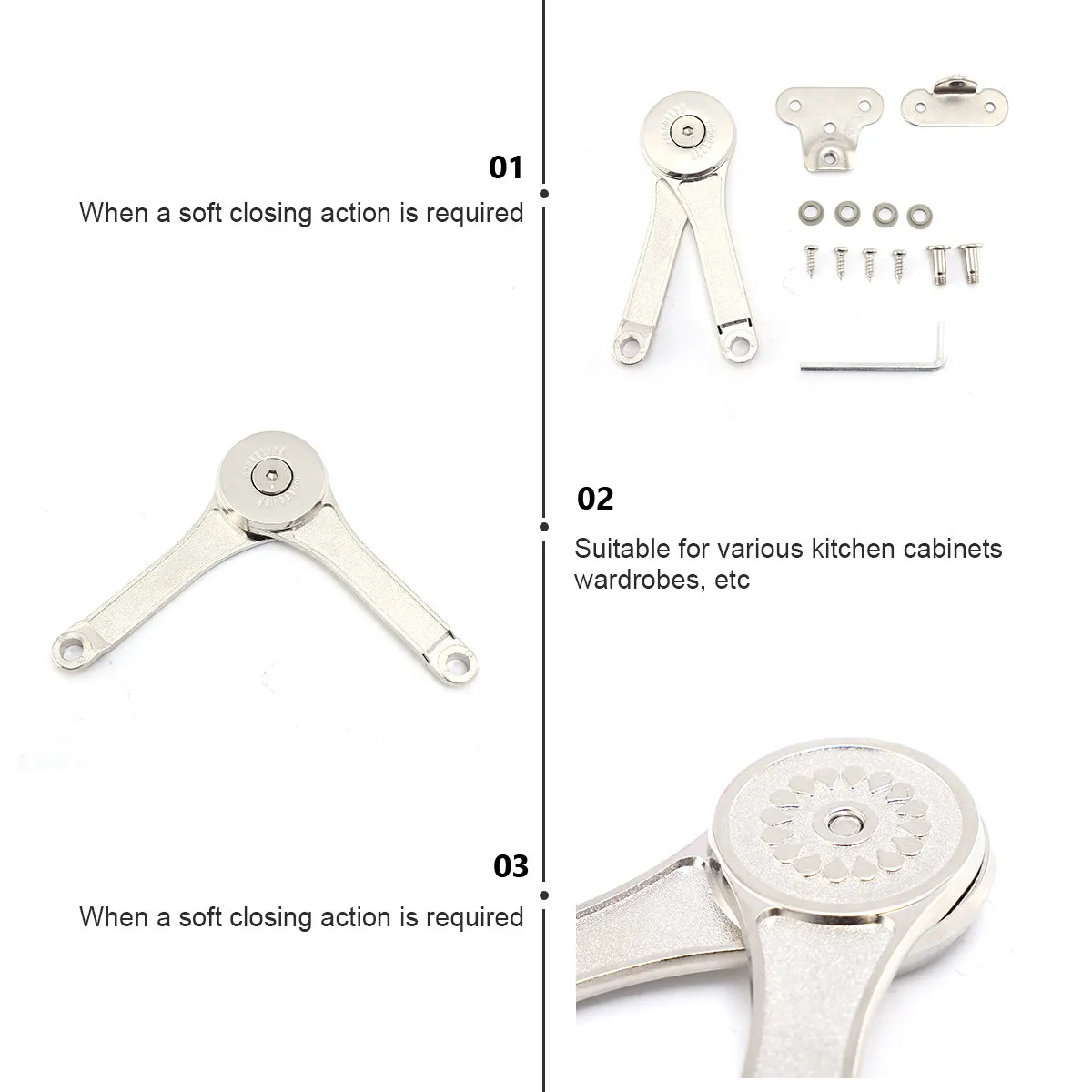 

2pcs Folding Lid Support Hinge Lift Buffer Damper For Cabinet Rotatable Hardware Gas Spring Soft Closing Hinge