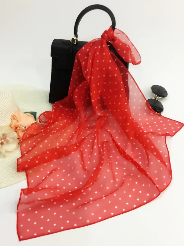 赤いシルクスカーフ-春版-2026年-馬年-幸運年ギフト-レディース-水玉模様-スクエアスカーフ-ボックス入り-韓国風