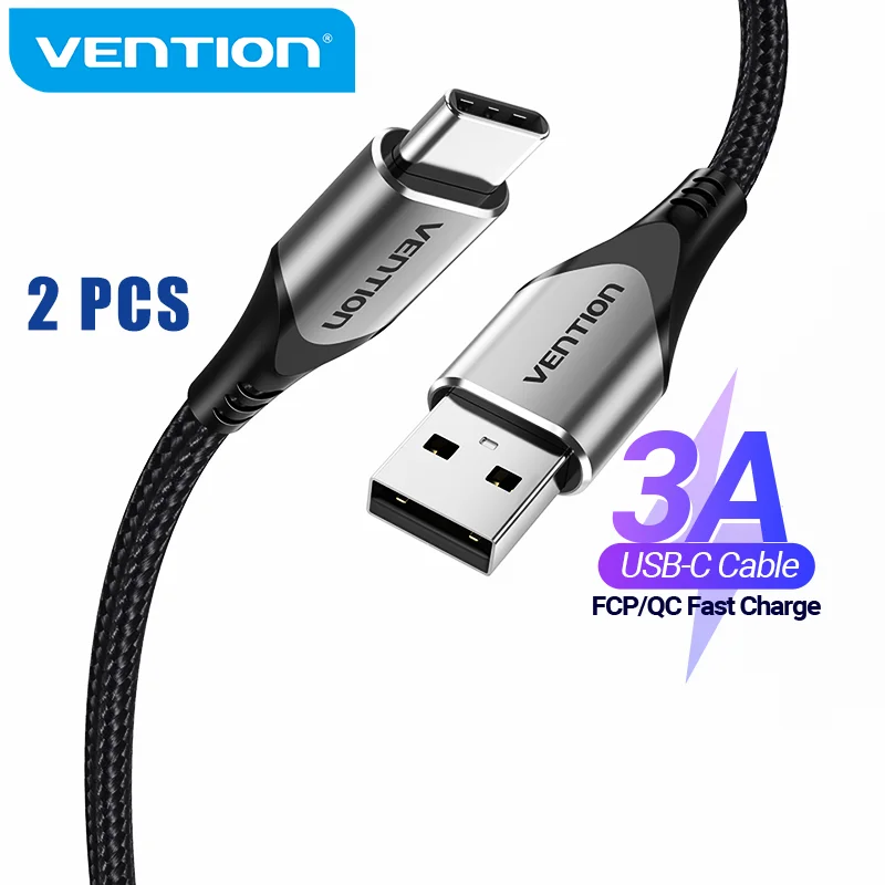 Vention 2 Pack USB C Cable 3A USB Type C Cable for Samsung S21 Xiaomi Huawei Type-C Charging Cable Phone Accessories Type C Cord