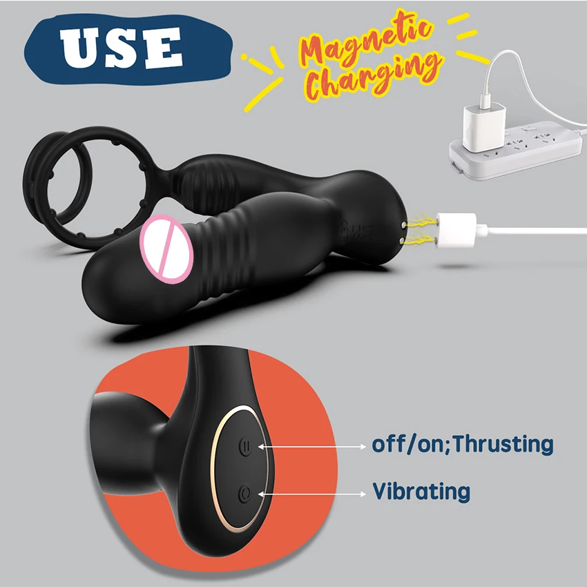 Telescopic Wearable Vibrator Prostate Massager Dummy penis Delayed Ejaculation Rings Anal Plug Masturbation Male Adult Sex Toys view 3