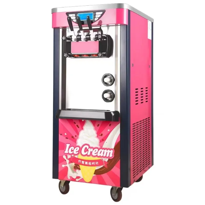Commercial Soft Serve Ice Cream Maker Machine 3 Flavor Yogurt Milk Water New Condition Efficient Motor for Food Establishments