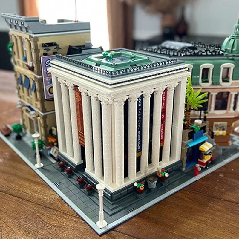 Moc tijolos de construção cidade vista rua modelo biblioteca pública tecnologia blocos modulares presentes brinquedos natal diy conjuntos montagem