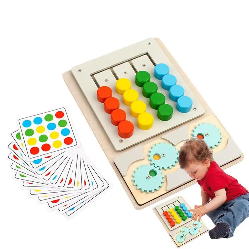 Schiebe puzzlespiel für Kinder Kleinkind Klassen zimmer liefert Vorschule Schiebe brettspiel Holz Labyrinth Form Logik Puzzle mit 12 Karten