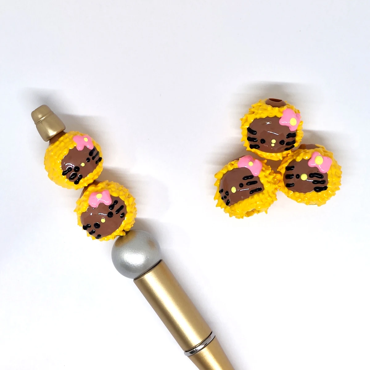 5pcs Creative cartoon cute yellow durian kitten acrylic beads for bead pen accessory diy bracelet