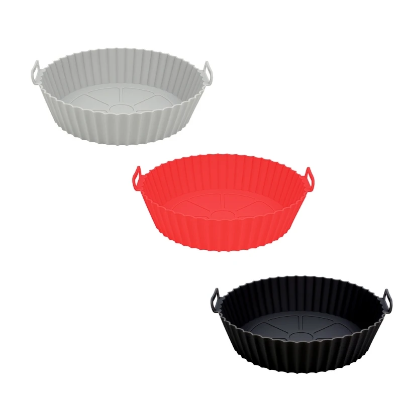 3Pcs Round Square Silicone Air Fryers Liners Reusable Silicone Air Fryers Tray