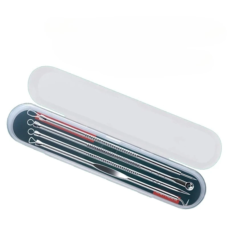 Acne-naalden 4-delige set roestvrijstalen dubbele kop acne-naalden Mee-eter schoonheidsnaalden Schoonheidstools