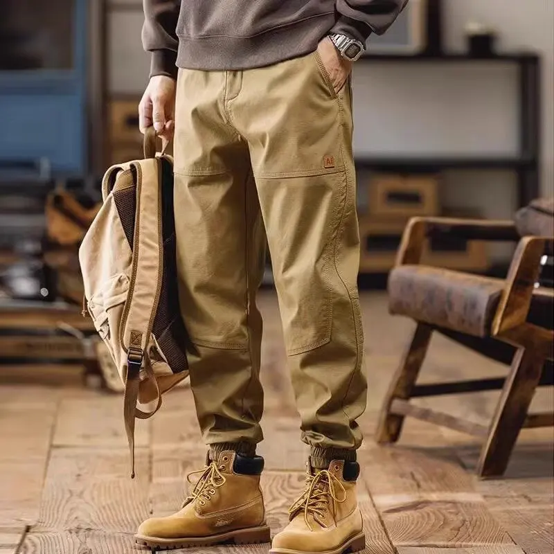 

American Vintage Cargo Pants Men 2025 Autumn Loose Fit Straight Leg Casual Joggers Pants Men's Wide Leg Harem Workwear Trousers