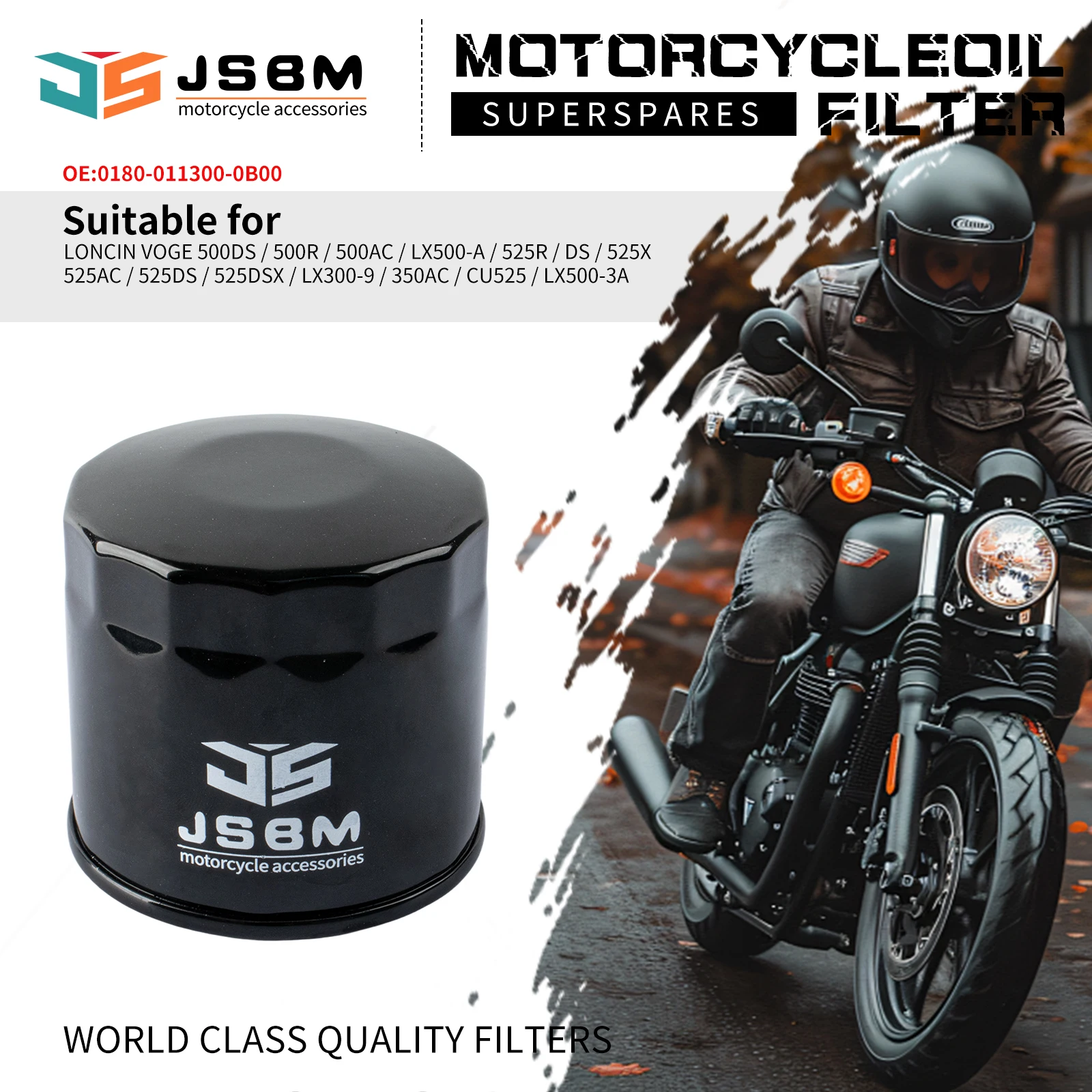 JSBM Motorcycle Oil Filter For Loncin VOGE 500DS 500R 500AC LX500-A 525R DS 525X 525AC 525DS 525DSX LX300-9 350AC CU525 LX500-3A