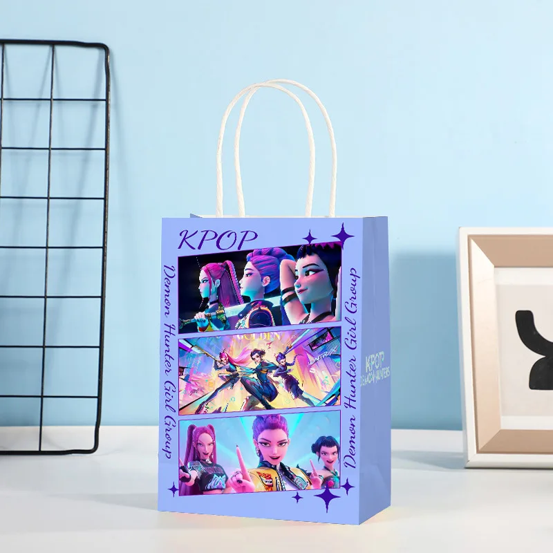 12pcs Cartoon storage bag paper gift bag with handle suitable candy and small gift bags during festivals and parties sealable gi view 5