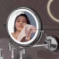 Bathroom Makeup Mirror Wall-mounted Folding Mirror Hotel Non-punching Double-sided Lamp Magnifying Glass LedVanity Beauty Mirror