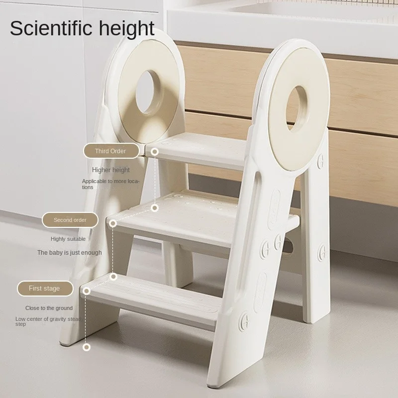 MOMO Children's Footstool Baby Handwashing Sink Steps Stairs Footstool Restroom Pad Footstool Heightening Handrail Non-slip