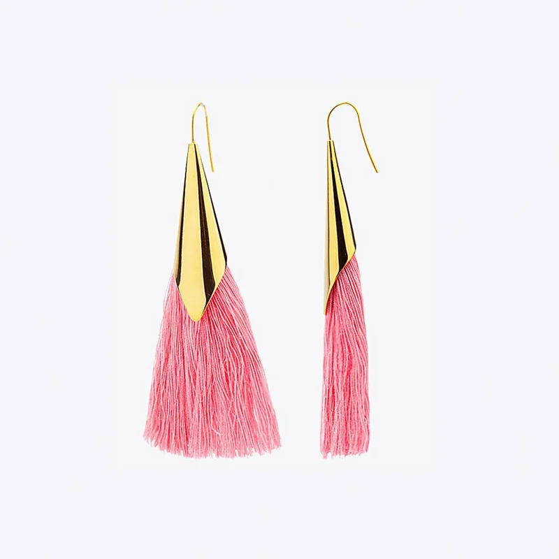 

Enfashion Tassels Dangle Earrings Stainless steel Colorful fringe Long Drop Earrings For Women Trendy Earrings Jewelry EEF1013