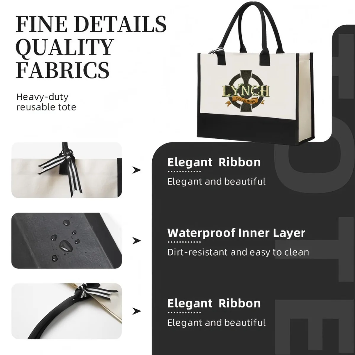 LYNCH 2026 جديد وصول موضة عملية واسعة قابلة لإعادة الاستخدام حمل حقيبة نمط طباعة 2 لهجة الثقيلة حقيبة كتف كبيرة لجميع D