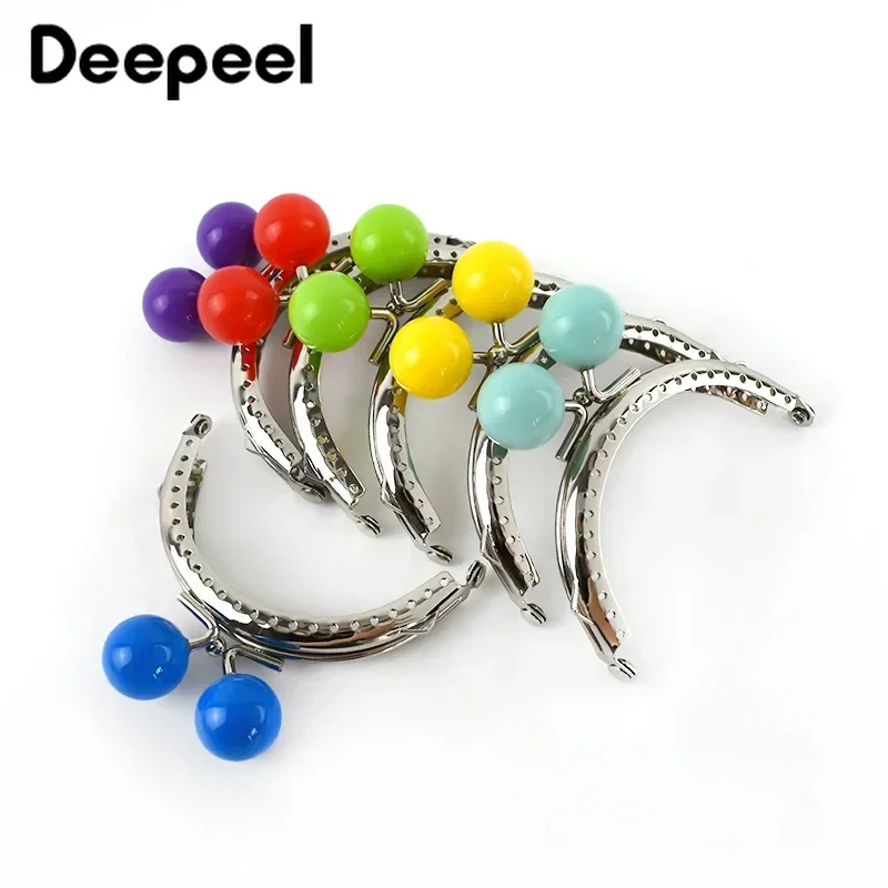 5/10Pcs Deepeel 85mm Silver Bag Handles Sewing Brackets 20mm Color Bead Purse Frame Kiss Clasp DIY Handmade Handbag Accessories