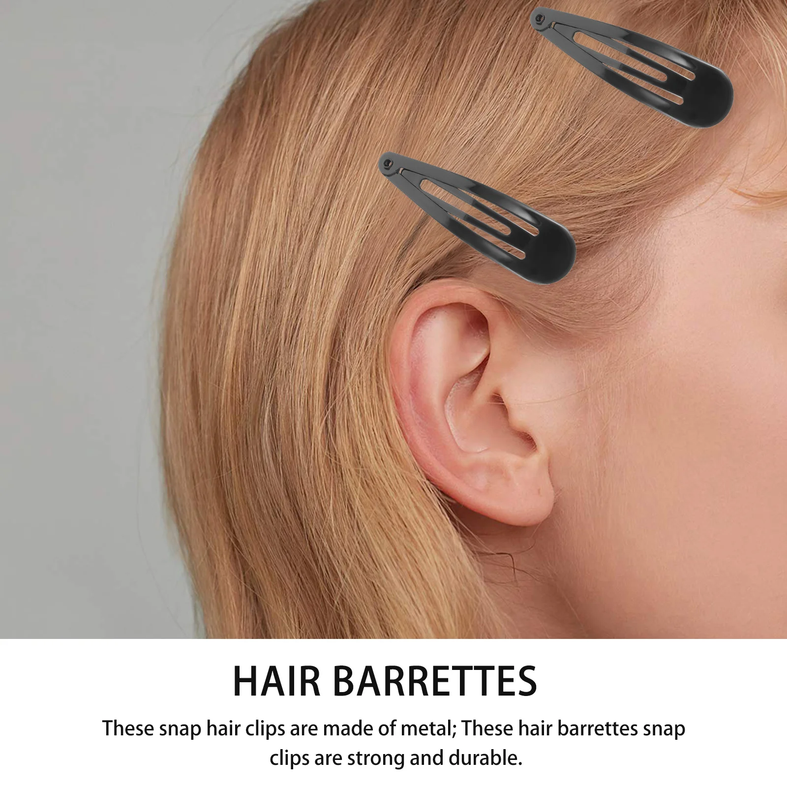 

50Pack Snap Hair Clips Metal Barrettes 6.5cm Black for Women Shine Finish Easy Use Keep Loose Hair in Place Hairpins