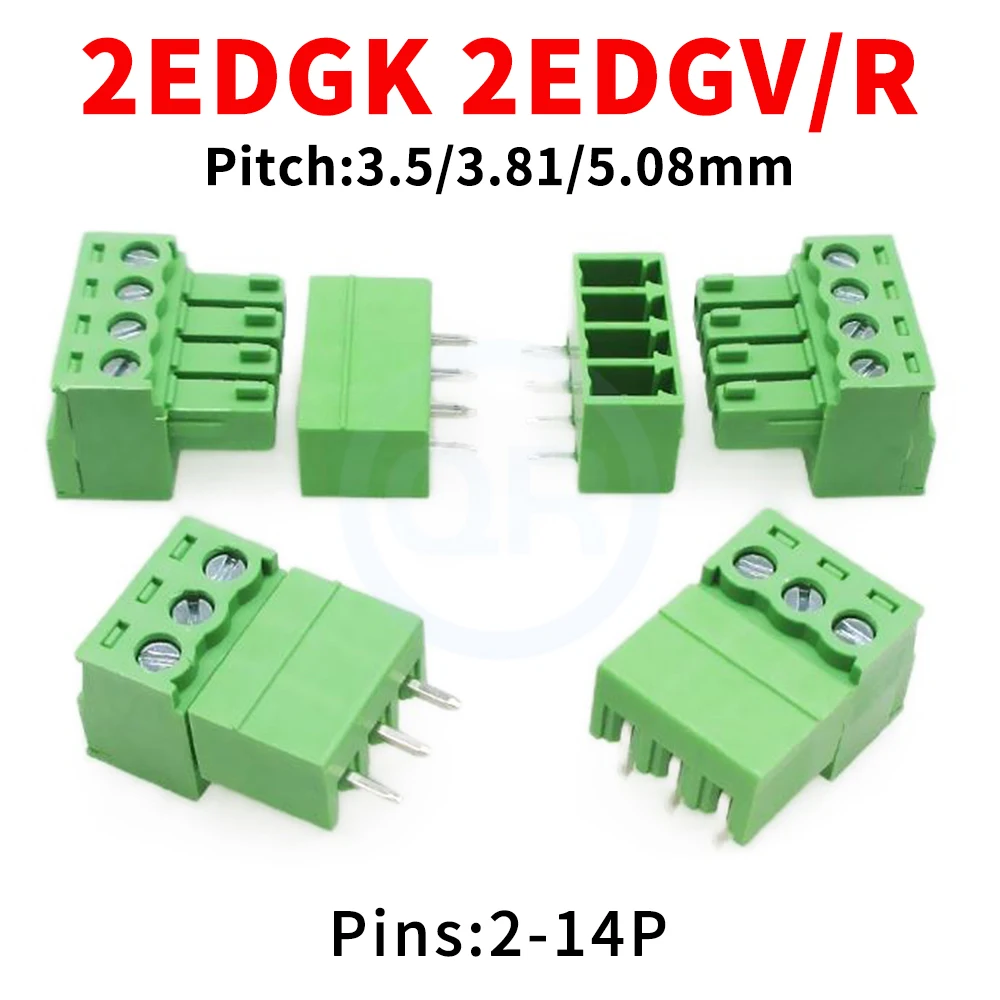 (10 Sets) 15EDG KF2EDG 3.5mm 3.81mm 5.08mm PCB Screw Terminal Block 2~14Pin Male Plug Female Socket Pin Header Wire Connector