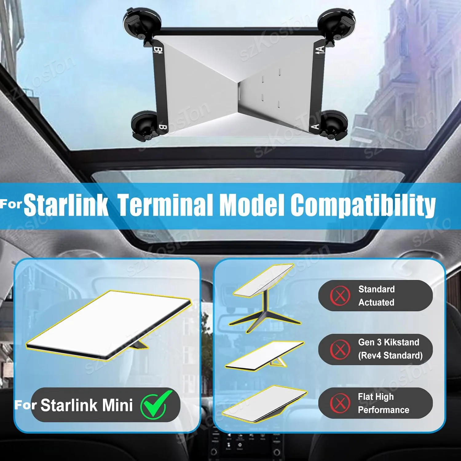 For Starlink Mini Suction Cup Mount for Car Windows Sunroofs Bracket for StarLink Mini RV Yacht Signal Outdoor Mounting Kits
