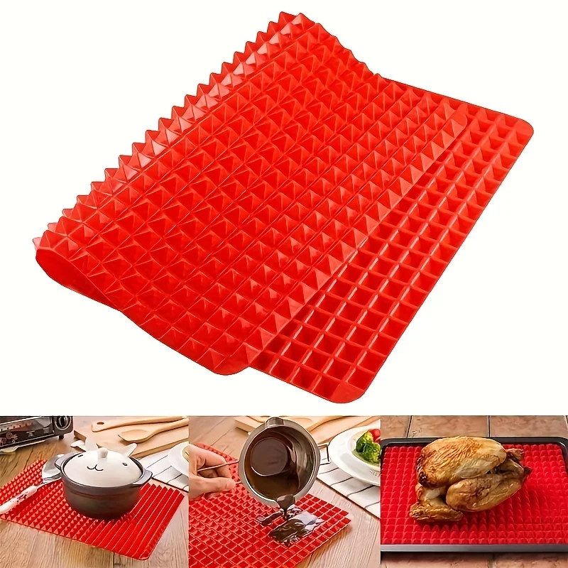 Antihaft-Silikon-Backmatte, 40,6 x 27,9 cm, Pyramiden-Kochmatte, BPA-freie Pfanne zum Backen von Mikrowellenherden, leicht zu reinigende Brathähnchen-Matte – Detail 5