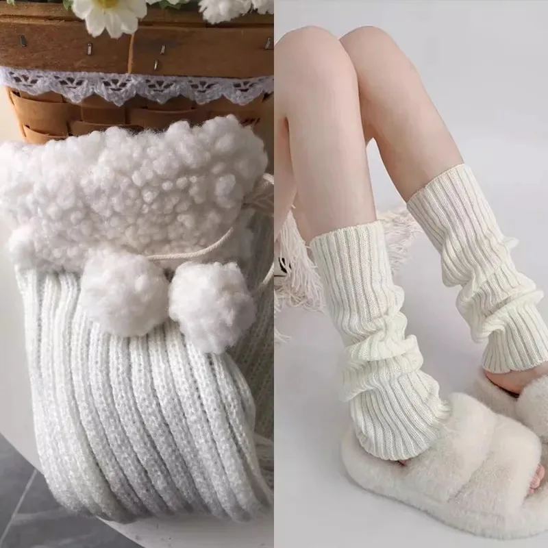 محبوك الساقين دفئا مع الكرة القوس الجوارب الطويلة الفتيات Y2K الدانتيل لوليتا جورب العجل T على شكل الدانتيل الساق القرن تدفئة النساء
