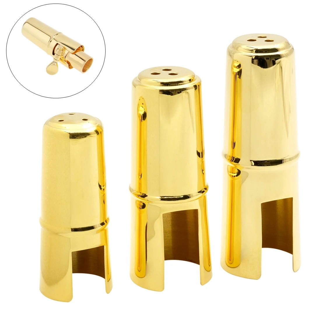 Alto / Soprano / Tenor Saxophone Mouthpiece Cap Brass Gold Plated Protective Cap for Metal Sax Mouthpiece