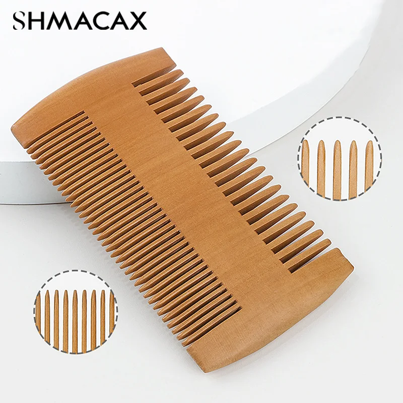 Natural Wood Hair Brush Beard Comb Anti-Static Double-Sided Mustache Pocket Comb Brushing Hair Care Tools For Men Gift