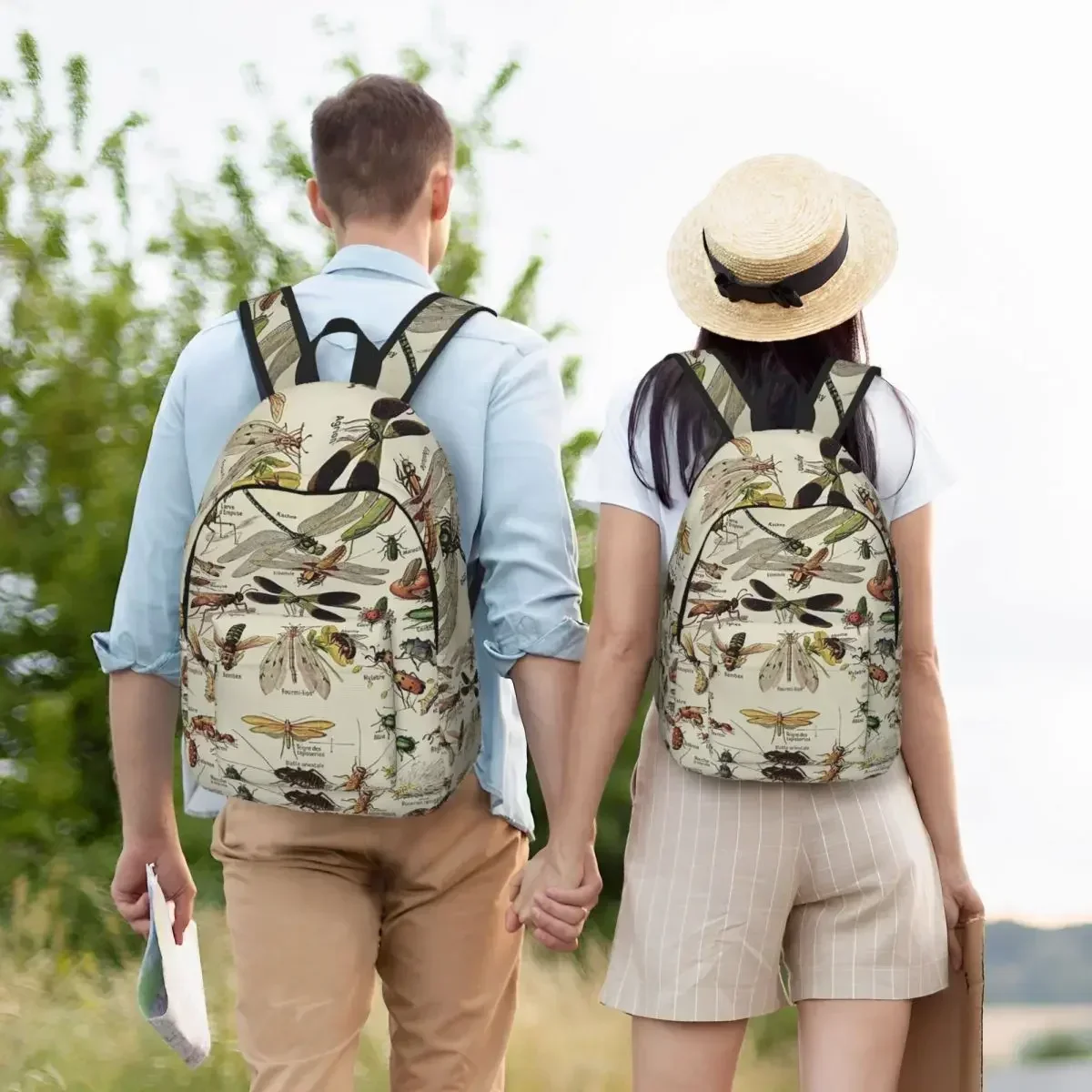 مخطط الحشرات حقيبة ظهر عصرية علمية للعمل في المدرسة الثانوية حقيبة نهارية لعلم الحشرات للرجال والنساء حقيبة كتف للكمبيوتر المحمول #4