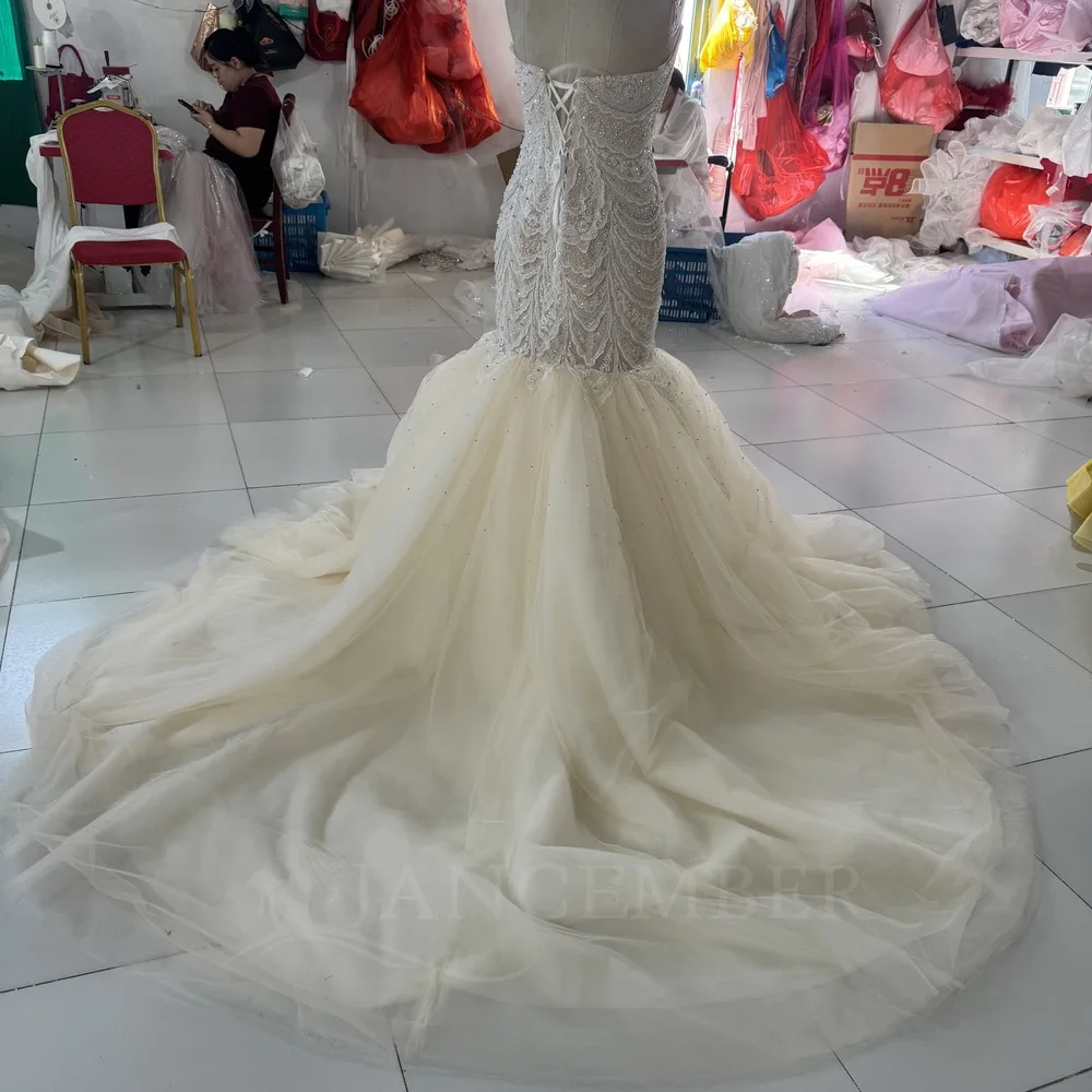 Customized Dazzling Chic Wedding Dress Corset Women High Quality Mermaid Romantic Long Bride Wear vestidos de novia boda