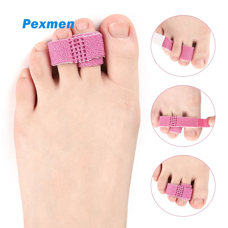 Pexmen 1/2Pcs Hammer Toe Straightener Broken Toe Wraps for Women & Men Toe Splints for Crooked Toes Curled Toes Bent Toes