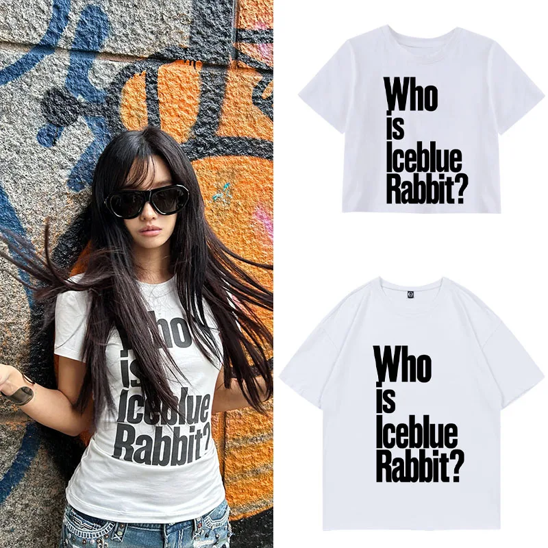Pure Cotton round Neck Short Sleeve T-Shirt GIDLE IceBlueRabbit Album Women's Casual Comfortable Breathable Summer Top