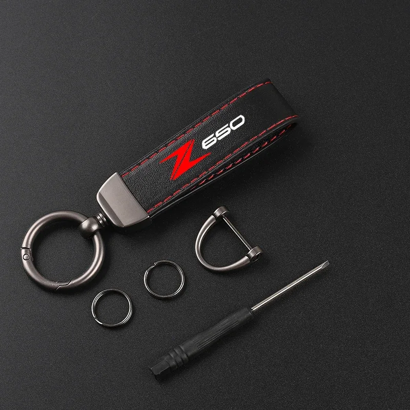 High-Grade Suede Leather Motorcycle Keychain Keyring for Kawasaki Z650 RS Z 650