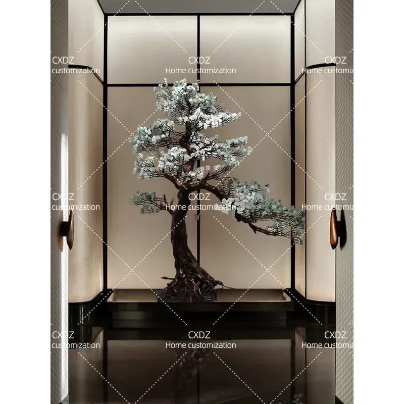 Transparent Resin Creative Tree Sculpture Large Floor Ornament for Hotel Lobby Shopping Mall Aisle Soft Decoration Jewelry