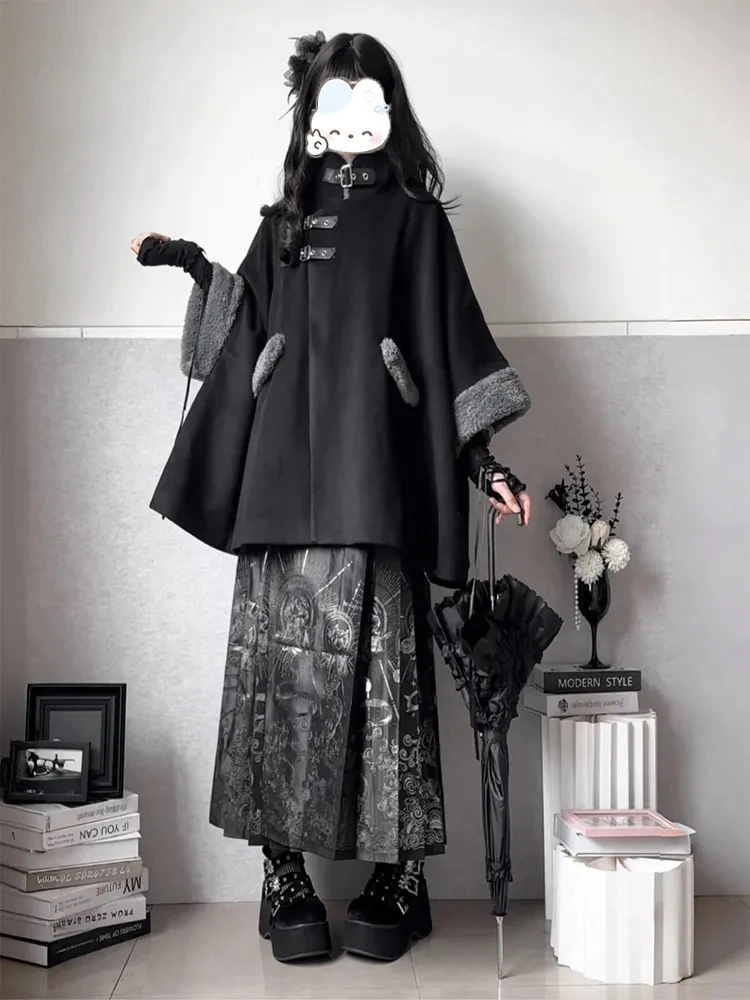 

Новое китайское бархатное пальто, женское зимнее свободное черное шерстяное пальто на подкладке, модное длинное све све средней длины в стиле ретро