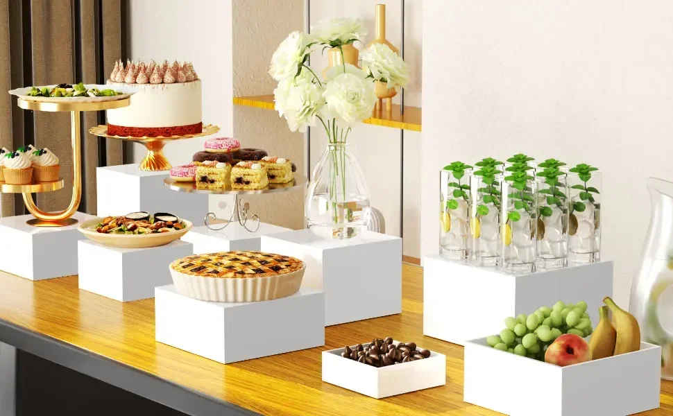 for Home Decor 4mm Acrylic Stackable Buffet Riser Cube,Wedding Party Cake Display Stand,Tiered Dessert Tray,Food Serving Box