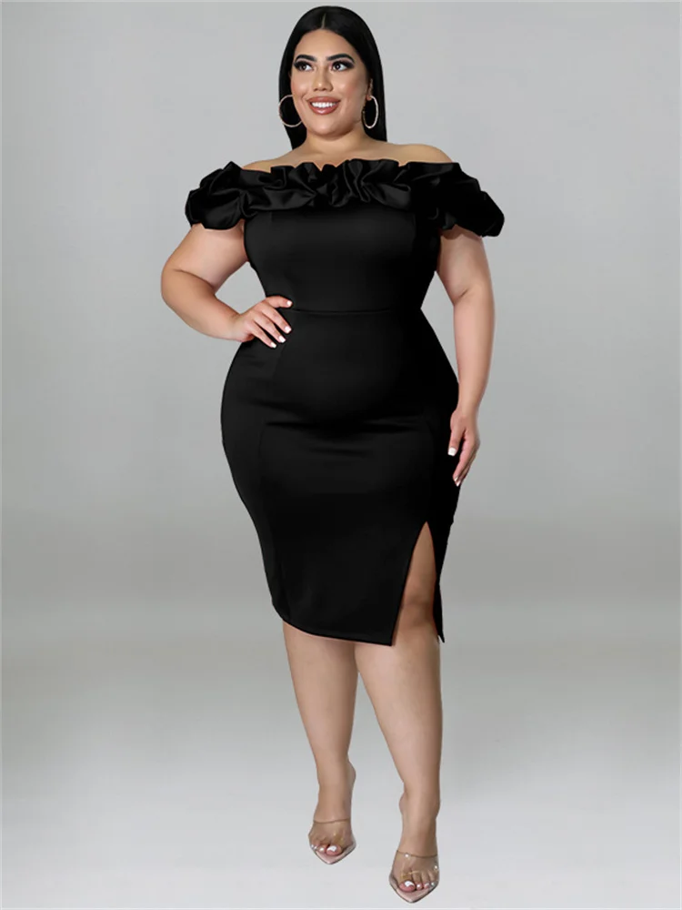 Wmstar kobiety odzież sukienek letnie Ruffles Off ramię jednolita sukienka typu Bodycon elegancka spódniczka Midi lato hurtownia Dropshipping