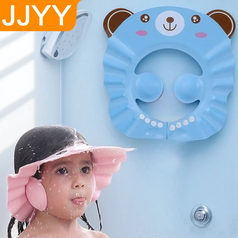 

Adjustable Baby Shower Cap for Kids Ear Protection Shampoo Hair Cover Children Bathing Cap Safe Bath Accessories
