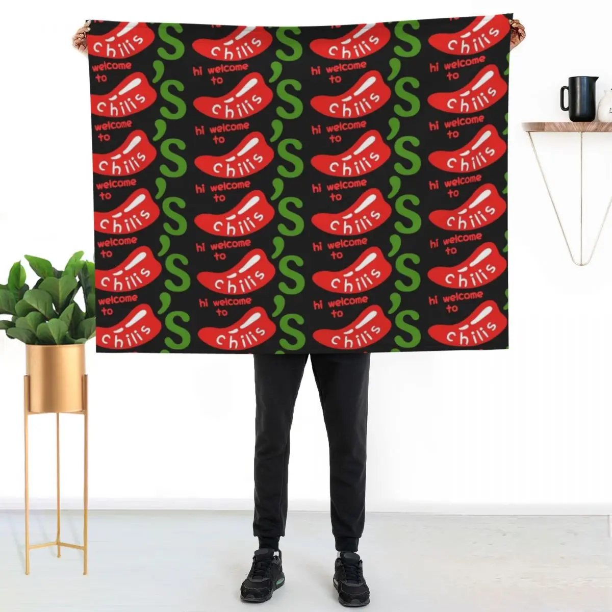Hi Welcome To Chili’s Throw Blanket blankets and throws halloween Designers funny gift Bed Fashionable Shaggy Blankets