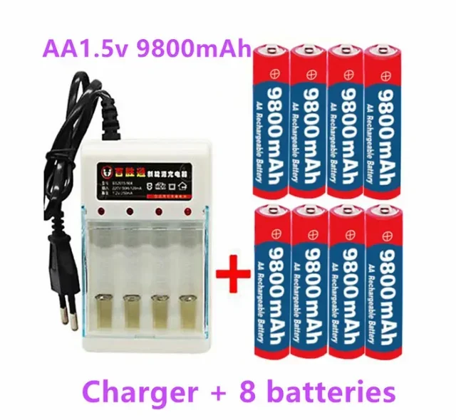 2-16pcs New Tag AA battery 9800 mah rechargeable battery AA 1.5 V Rechargeable New Alcalinas drummey + Free Delivery