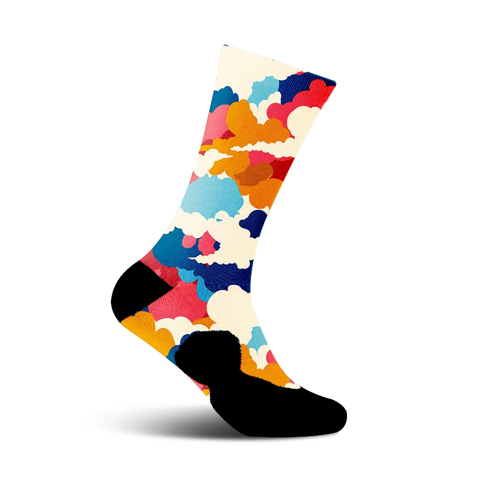 

Велосипедные носки унисекс с ярким принтом облаков, влагоотводящие, дышащие, быстросохнущие компрессионные спортивные носки для езды на велосипеде