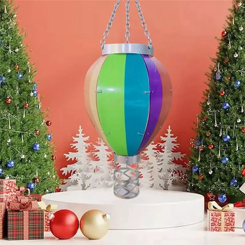 [NEWA08R】 Outdoor Lanterns Hot Air Balloon Solar Lantern With Candle Holder For Garden Decor,Hanging Solar Lights Outdoor Durabl