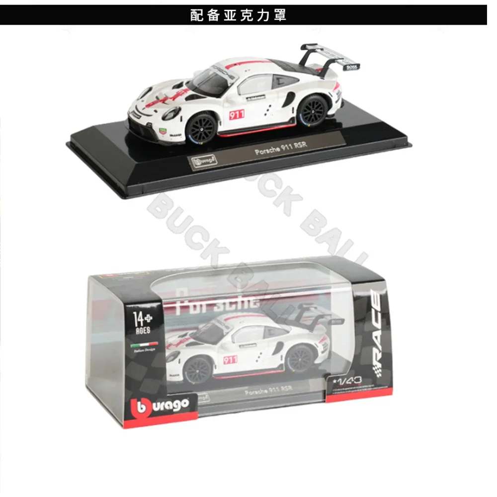 New 1:43 Bburago Porsche 911 GT3 RS Racing Car 911 GT3 RS Dust Cover Porsche Alloy Car Die-cast Sports Car Collection Toy Gift