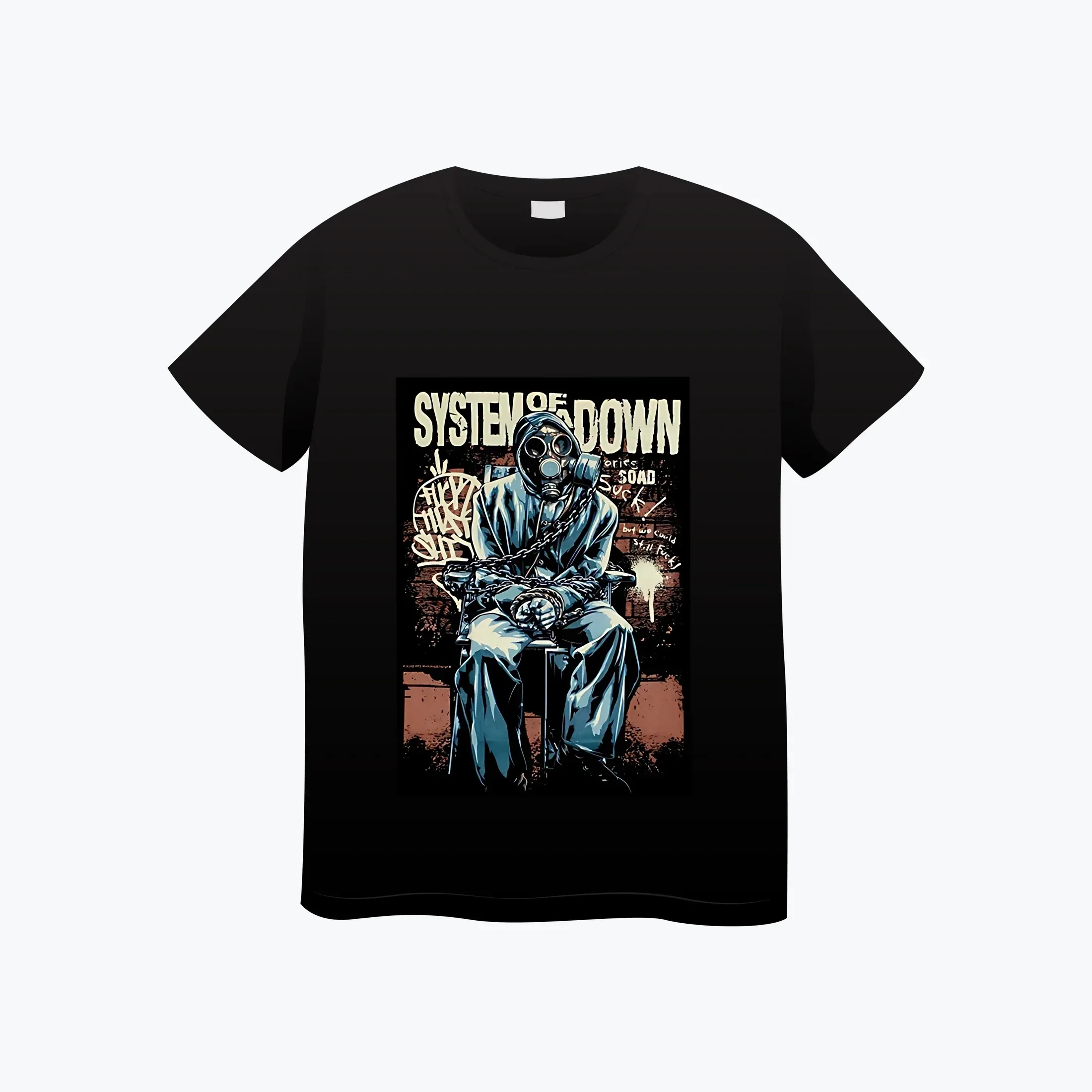 เสื้อยืดผู้ชายใหม่ POLERA System of A Down เสื้อยืดฮิปฮอปสตรีทลายอเมริกัน คอกลม ของขวัญสำหรับแฟนๆ ทรงหลวม สไตล์ลำลอง ใส่ได้ทั้งชายและหญิง